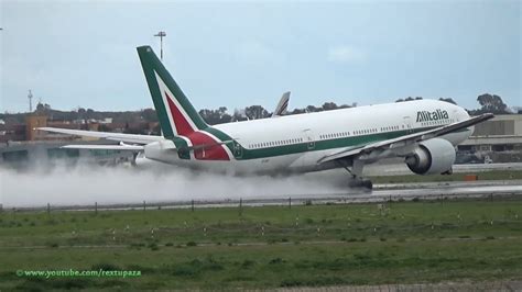 [HAILSTORM 2] Alitalia Boeing 772 TakeOff Rome Fiumicino Int. FCO-LIRF ...