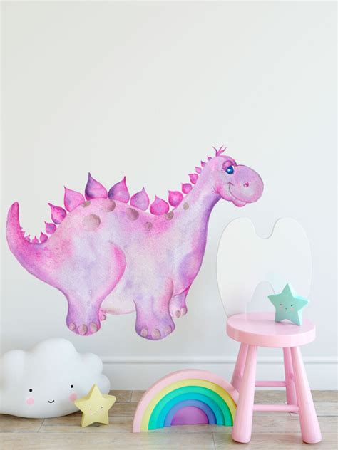 Dinosaur Wall Sticker - Pink Watercolour - EllieBlue Designs