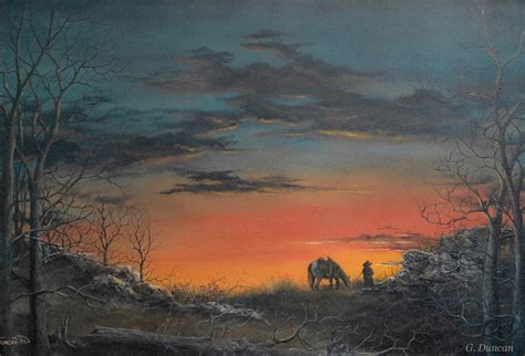 Cowboy Sunset | Original Oil Painting | Gary Duncan, Artist