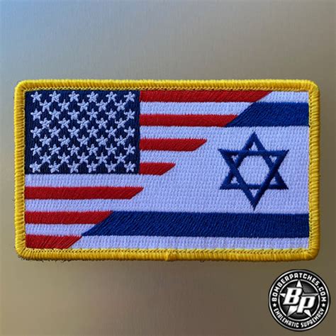 US / Israel Flag Patch Full Color, Rectangle – Bomber Patches