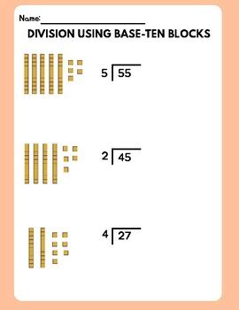 Division Using Base Ten Blocks Worksheet by Willow Candelora | TPT