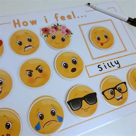 Printable 'emoji' Emotions Chart, Kids, Early Learning, Primary, Preschool, Home School, Velcro ...