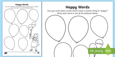 Happy Words Worksheet / Worksheet (teacher made)