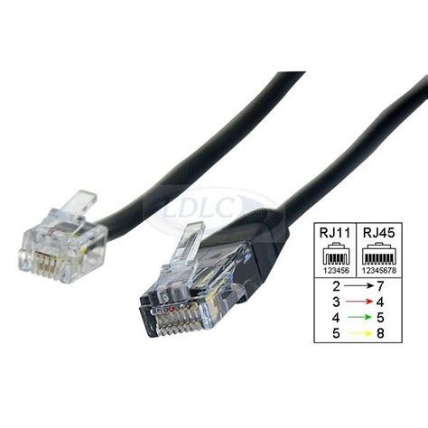 Adapter cable RJ11 male / RJ45 male (3 meters) - RJ11 & RJ12 connectivity - LDLC 3-year warranty