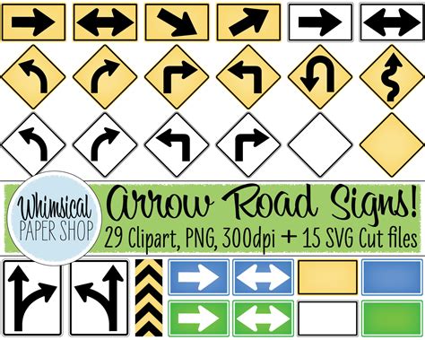 Arrow Road Sign Clipart SVG Set U Turn Sign Turn Arrow - Etsy