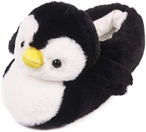 Womens Cute Penguin Animal Slippers Novelty Cozy Fuzzy Slippers Soft Plush Winter Warm House ...