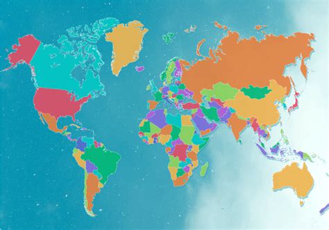 Political colorful world map wall mural - TenStickers