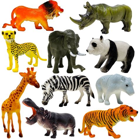 Wild Safari Animal Figure Toys (10 Pack) - Educational Action Figurines ...