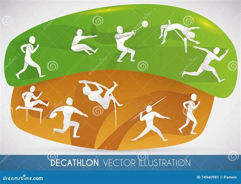 Decathlon Design with All Track and Field Events, Vector Illustration Stock Vector ...