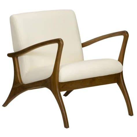 Bella Mid Century Modern White Upholstered Brown Wood Arm Chair in 2020 ...