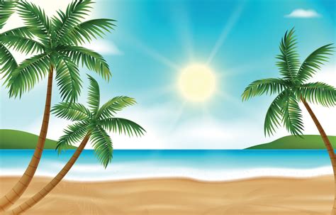 Tropical Beach Background With Palm Trees Vector Image | My XXX Hot Girl
