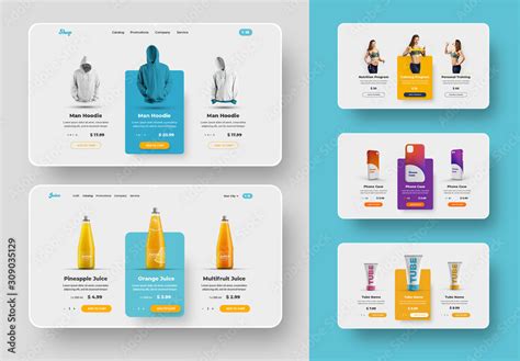 Digital UI Product Cards Layout Set Stock Template | Adobe Stock