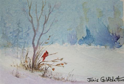 Janis Goldblatt's Art Blog: Winter Scene with Cardinal