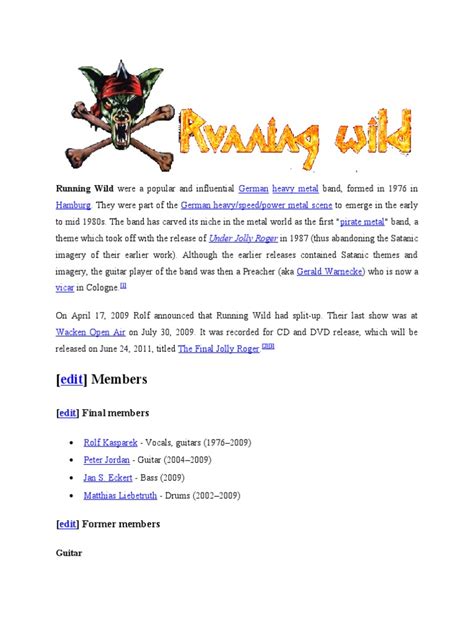 Members: Running Wild Were A Popular and Influential | PDF ...