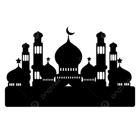 Material Silhouette Vector PNG, Islamic Mosque Silhouette Vector Material, Mosque Clipart, Islam ...