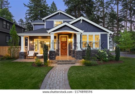 Luxury Home Exterior Night Beautiful New Stock Photo (Edit Now) 1174898596