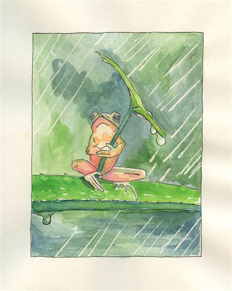 It's About Art and Design: Watercolor Painting of a Frog Holding An Umbrella From My Art Journal