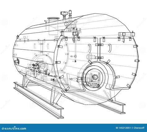 Industrial Boiler Outline. Vector Rendering of 3d Stock Vector ...