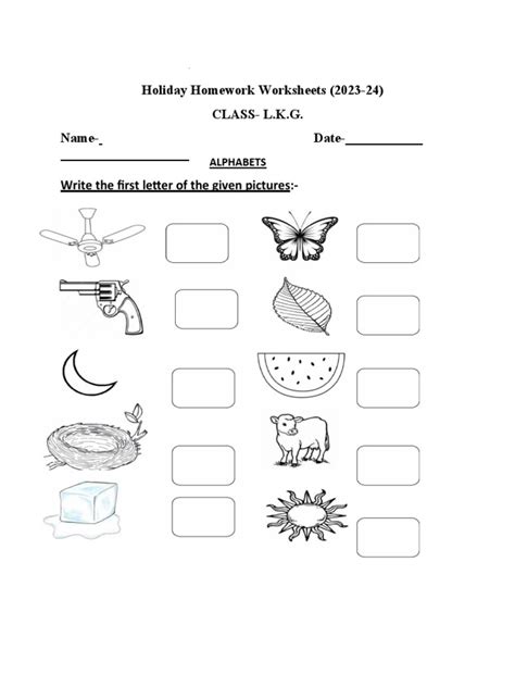 Holiday Homework Class LKG | PDF