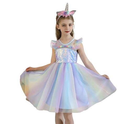 High Quality Girls Unicorn Costume Fairy Princess Dress For Kids Birthday Party Costume