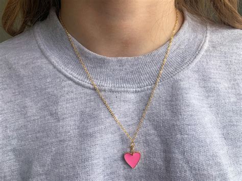 Pink Heart Necklace | Etsy