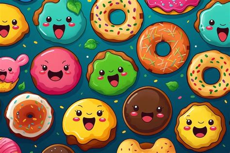 Premium AI Image | cute donut cartoon colorful wallpaper