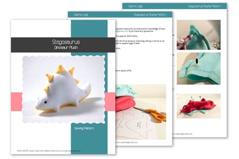 Dinosaur Plushie Pattern, PDF Sewing Pattern, Stegosaurus Sewing Pattern - Etsy