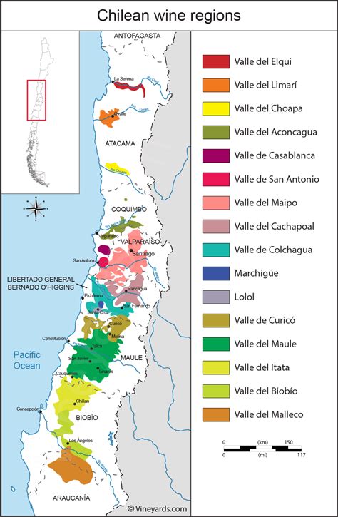 Chile Map of Vineyards Wine Regions