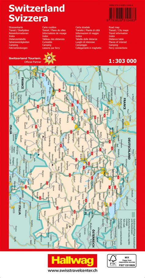 Buy Switzerland Road Map by Hallwag (2023) – The Chart & Map Shop