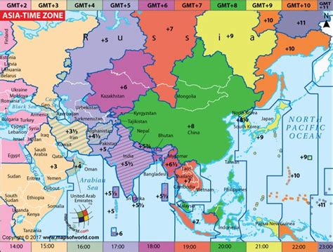 Asia Time Zone Map, Current Local Time in Asia | Time zone map, Time ...