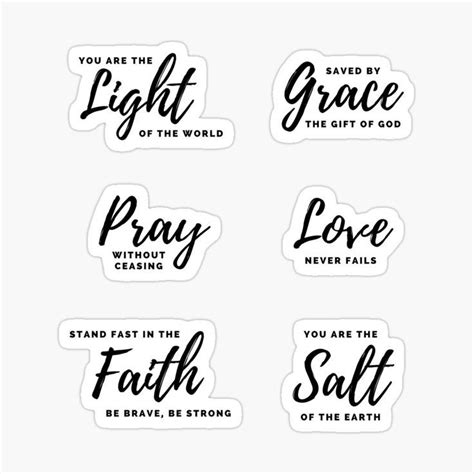 Christian stickers pack in black and white calligraphy style Encouraging Bible Verses, Printable ...