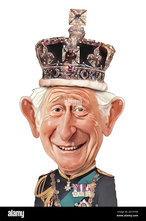 King Charles with the crown, caricature face, United Kingdom Stock Photo - Alamy