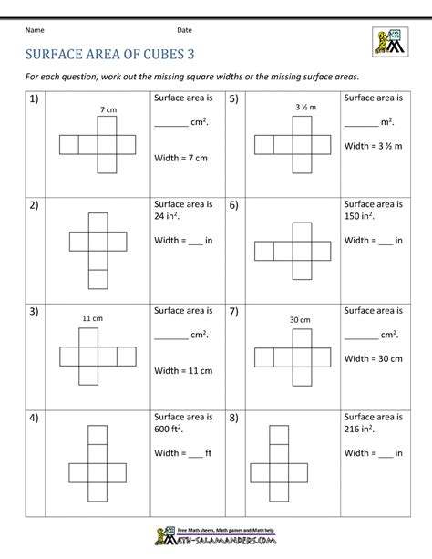 Surface Area Cuboid Worksheet