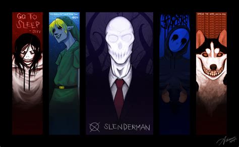 Jeff the Killer, Ben, Slender man, Eyeless Jack, and Smiley dog Jeff The Killer, Creepypasta ...