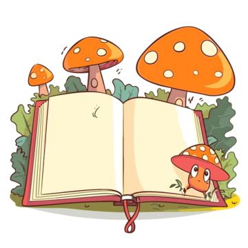 Blank Book Vector, Sticker Clipart Illustrated Mushroom Book And Mushroom Illustration P Cartoon ...