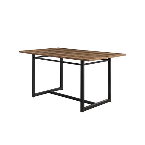 Ian Contemporary/Industrial 60" Contemporary Wood and Metal Dining Tab – English Elm