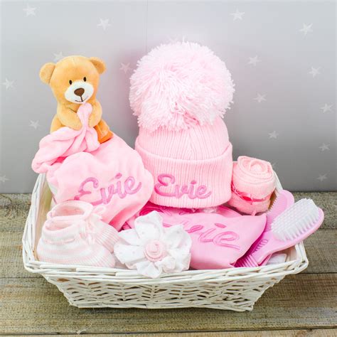 Personalised Baby Girl 'Essentials' Gift Basket - Heavensent Baby Gifts