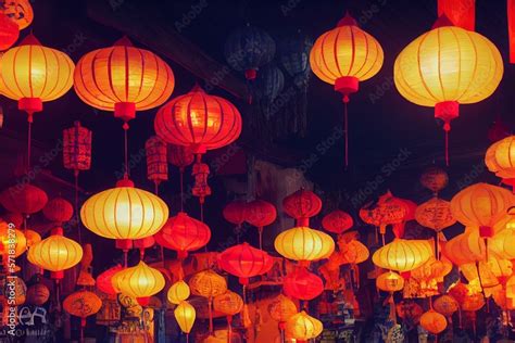 Paper ornamental lanterns in Hoi An Ancient town night market shop ...