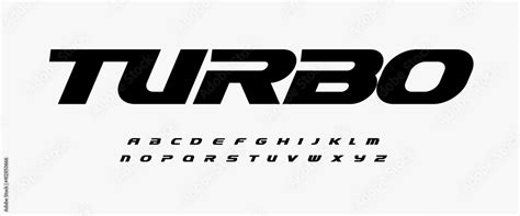 Vektorová grafika „Turbo dynamic alphabet. Heavy and action font, speed type for modern sport ...