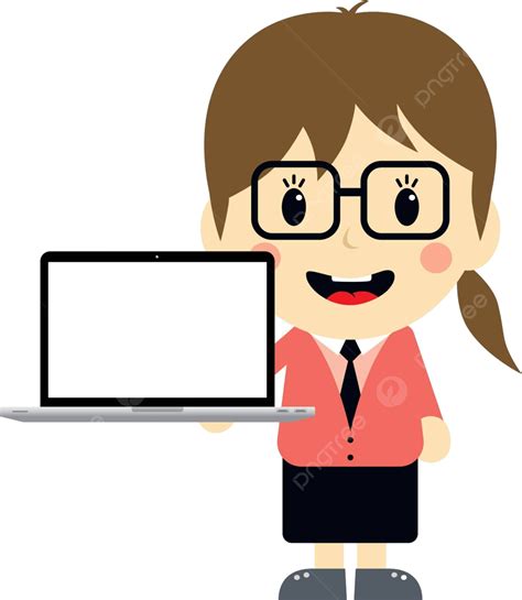 Cute Girl With Laptop Cartoon Character Young Man Smiling Mustache Vector, Young Man, Smiling ...