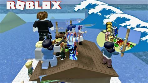 Playing Roblox Tsunami Survival and Not Falling in the Water - YouTube