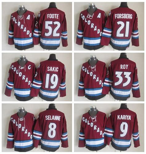 2017 Throwback Colorado Avalanche Hockey Jerseys 52 Adam Foote 21 Peter ...