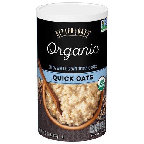 Better Oats Organic Quick Oats, Whole Grain Oatmeal, 16 Ounce - Walmart.com