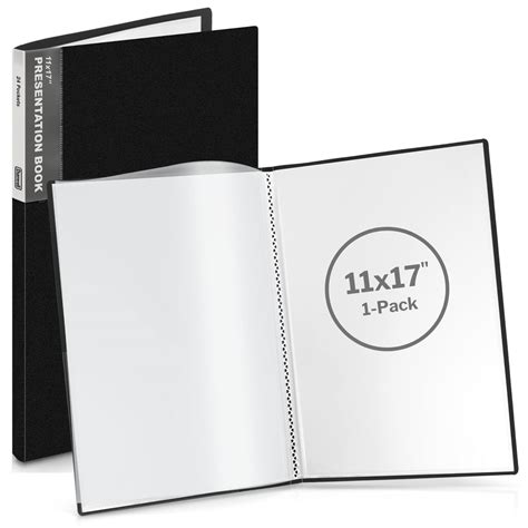 Buy Dunwell 11x17 Portfolio Binder Folder (Black, Vertical) - Binder with Plastic Sleeves and ...