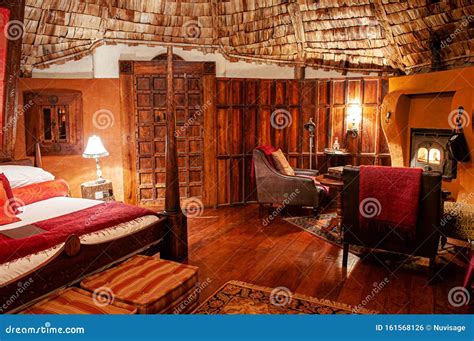 Luxury African Safari Lodge Interior With Vintage White Armchairs ...