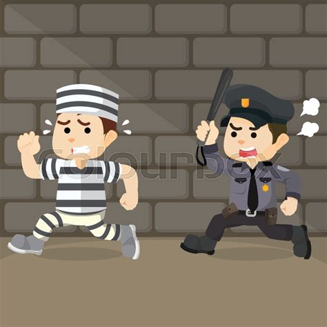 Police chase convict cartoon ... | Stock vector | Colourbox