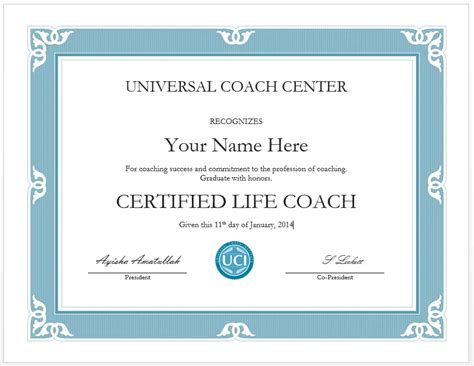 Free Life Coaching Certificate Templates