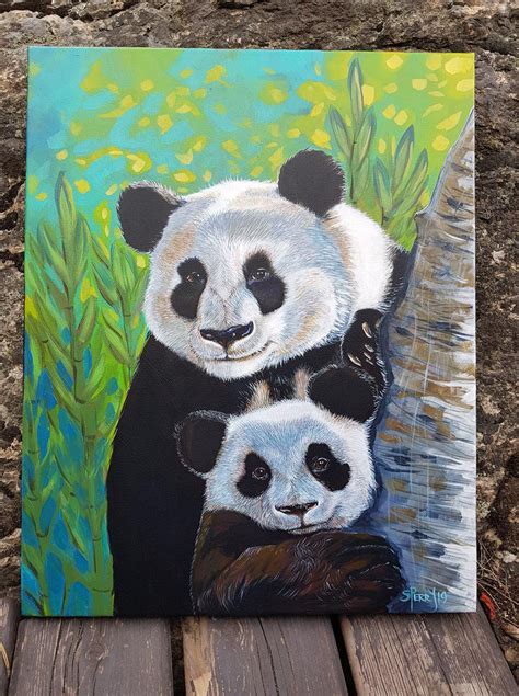 Panda painting print on canvas