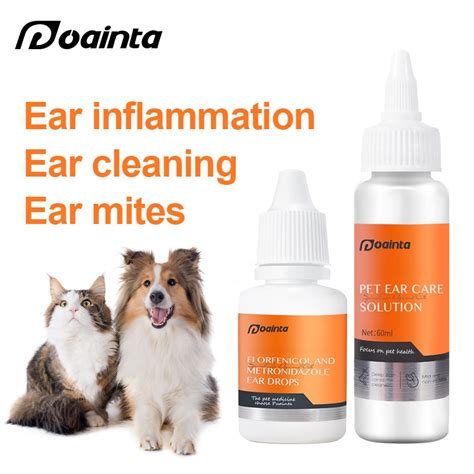 PUAINTA Pet Ear Care Solution Ear Inflammation Drops For Dog And Cat Ear Cleaning Solution ...