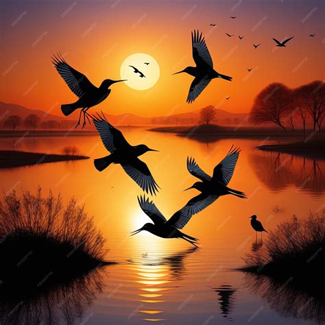 Premium AI Image | silhouette birds at sunsetsilhouette birds at ...